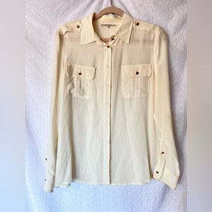 Gerard Darel Cream Silk Button Down blouse